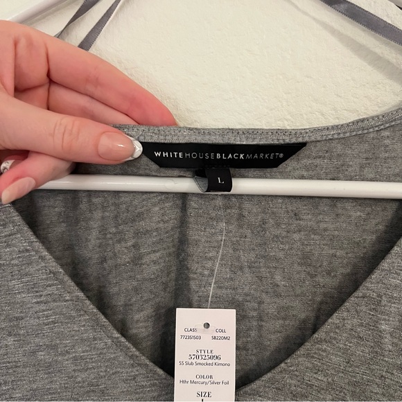 NWT White House Black Market Kimono Sleeve Comfort Waist Dress Metallic Silver - Picture 7 of 7